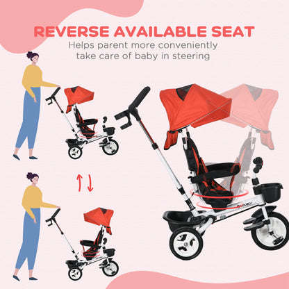 6 in 1 Trike for Toddler 1-5 Years with Parent Handle, Red