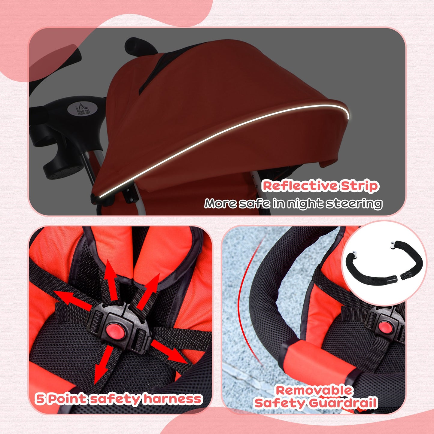 6 in 1 Trike for Toddler 1-5 Years with Parent Handle, Red