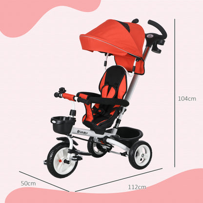 6 in 1 Trike for Toddler 1-5 Years with Parent Handle, Red
