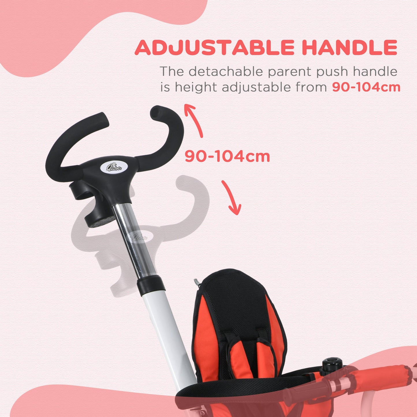 6 in 1 Trike for Toddler 1-5 Years with Parent Handle, Red