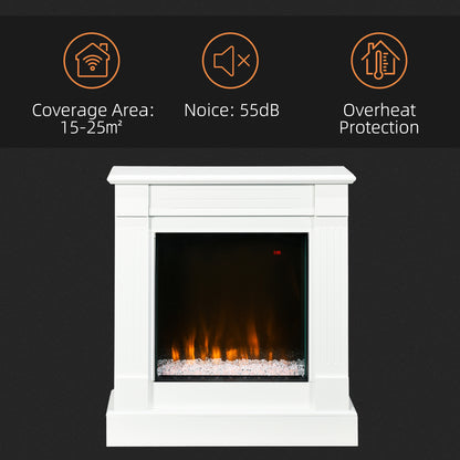 1000W/2000W Electric Fireplace w/ Surround, 92cm Freestanding Electric Fire w/ Remote Control, Overheat Protection, Timer, Eco Mode, White