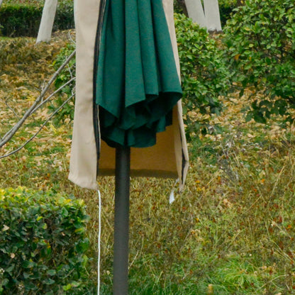 Garden Parasol Cover for 2-4m Outdoor Umbrella Protector w/ Rod, Zipper