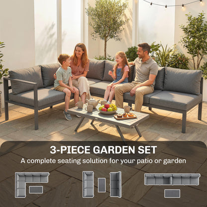 Patio Furniture Set Adjustable Backrest L-Shaped Dark Grey