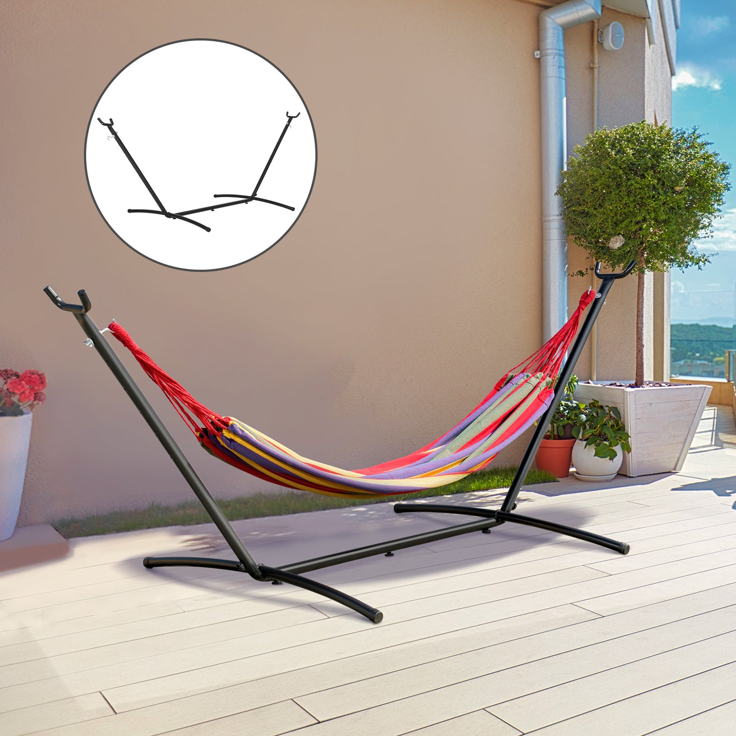 2.86m Metal Hammock Stand Frame Replacement Garden Outdoor Patio