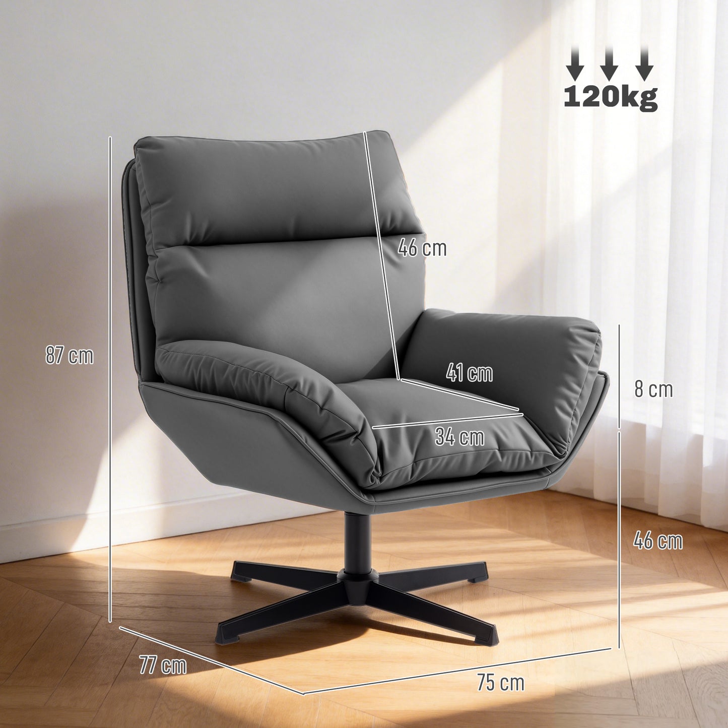 Accent Chair with 360 Swivel Dark Grey