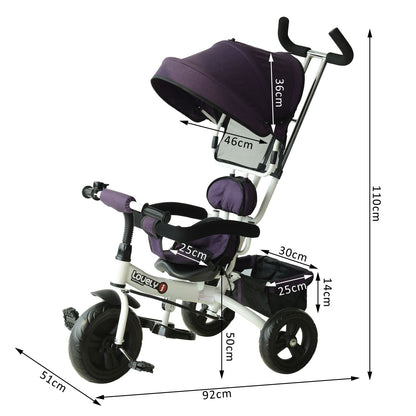 Baby Tricycle W/Handle-White/Purple