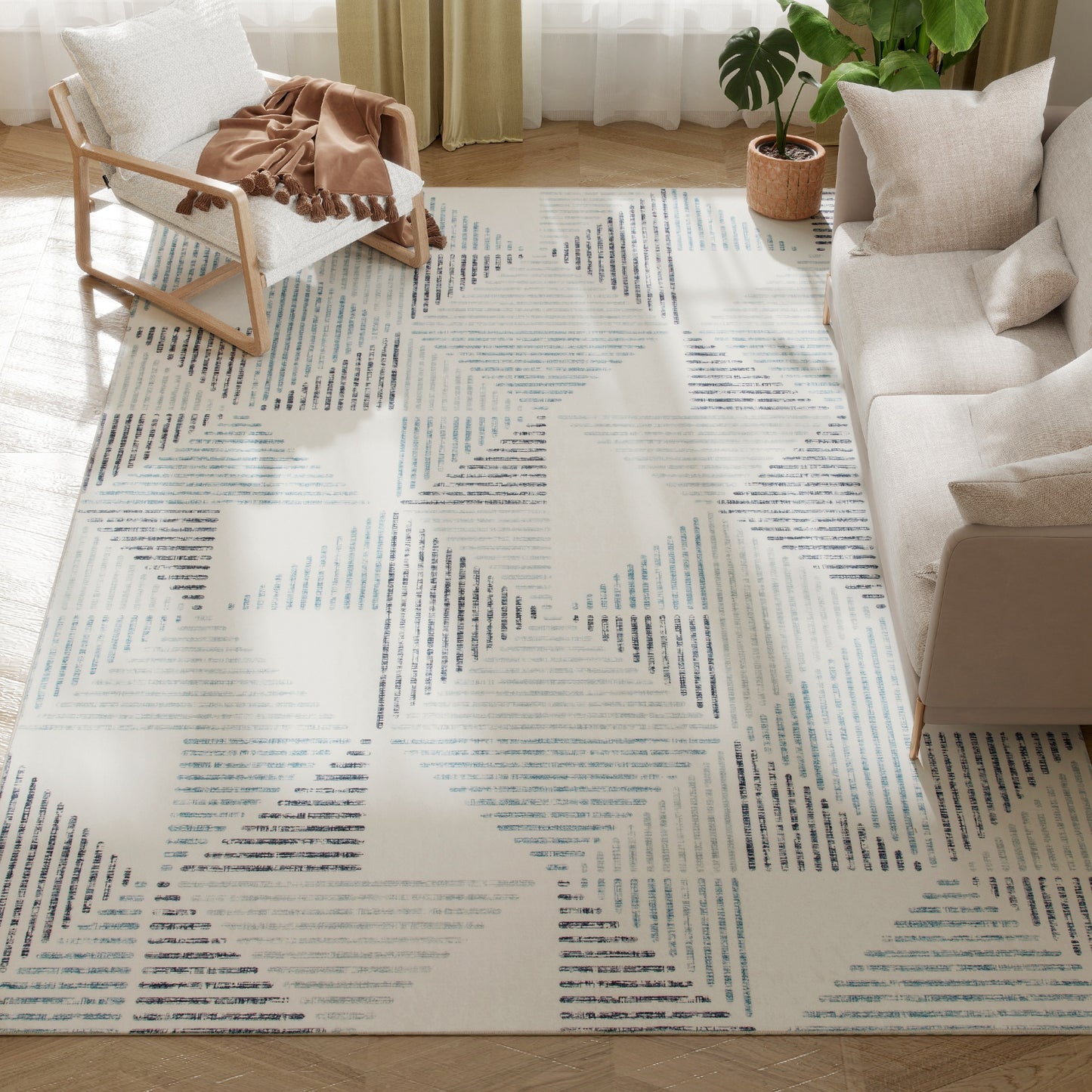 Non-Slip Large Rug for Living Room 290 x 200 cm, Multi-Coloured