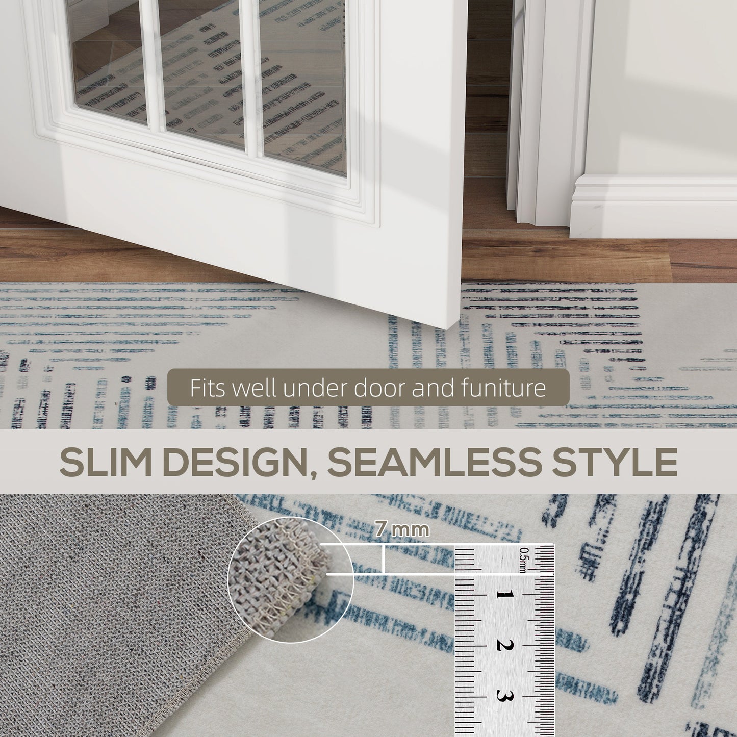 Non-Slip Large Rug for Living Room 290 x 200 cm, Multi-Coloured
