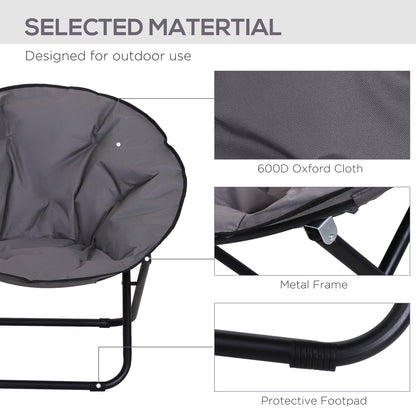 Garden Folding Portable Padded Saucer Moon Chair Padded Round Outdoor Camping Travel Fishing Seat Grey