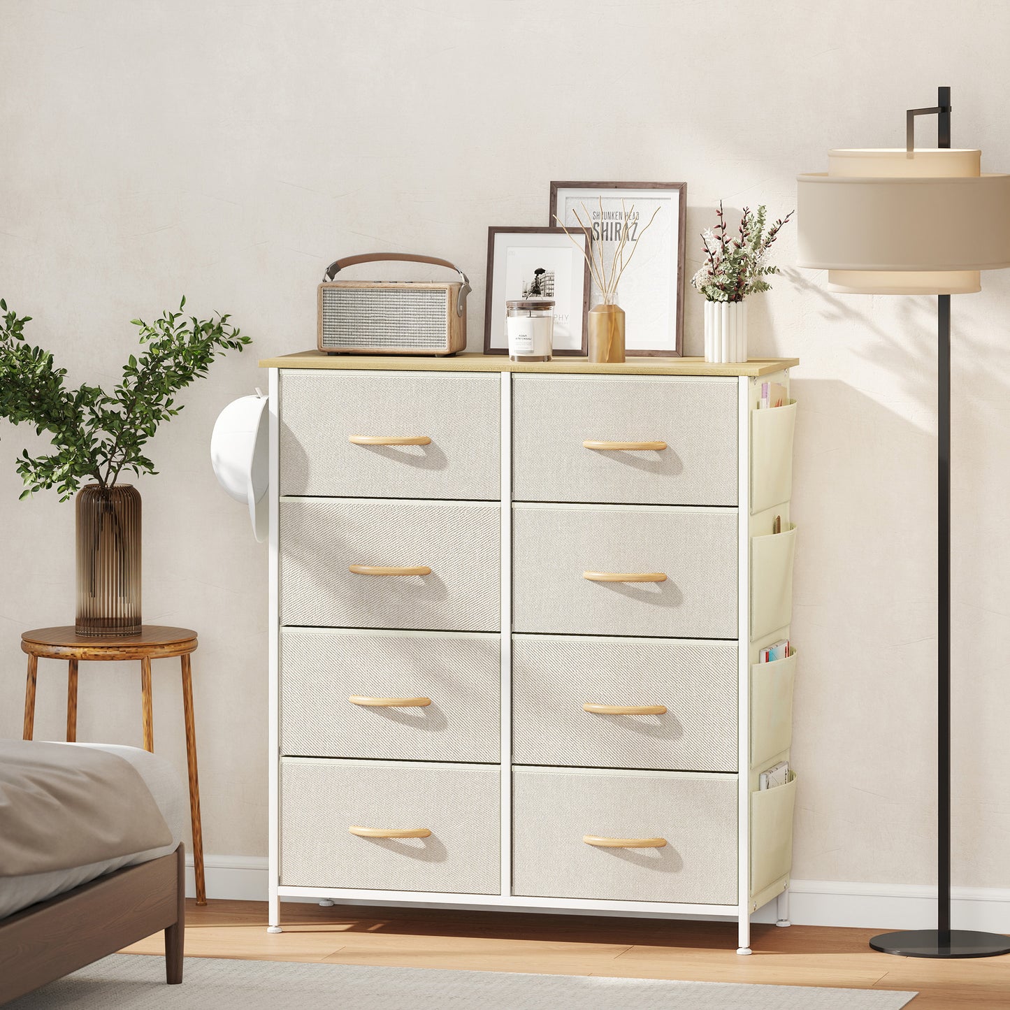 Fabric Chest of Drawers, 8 Drawer Dresser for Bedroom, Beige