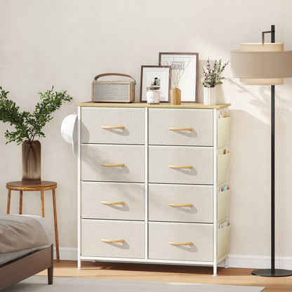Fabric Chest of Drawers, 8 Drawer Dresser for Bedroom, Beige