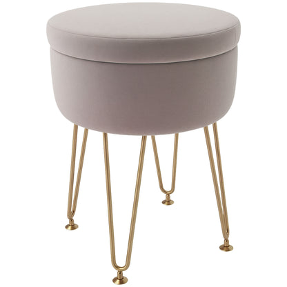 5L Velvet Footstool with Removable Lid for Bedroom, Light Pink