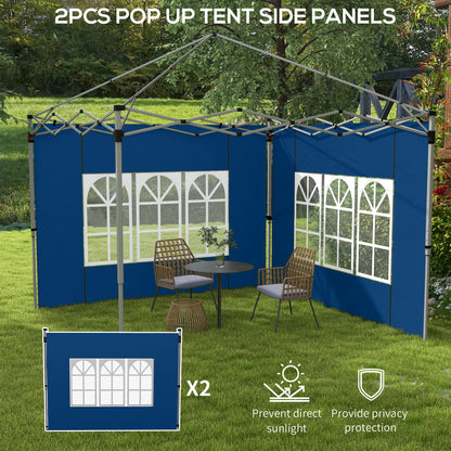 Gazebo Side Panels for 3x3(m) or 3x4m Pop Up Gazebo, 2 Pack, Blue