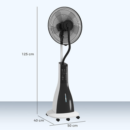 Spray Misting Fan, Pedestal Fan with Oscillation, Tilt, Wheels