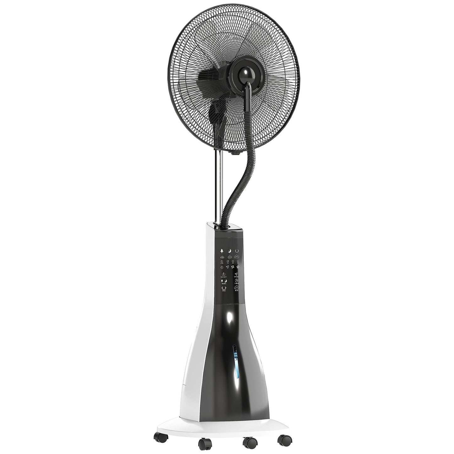 Spray Misting Fan, Pedestal Fan with Oscillation, Tilt, Wheels