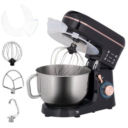 Electric Stand Mixer, 5L Food Mixer with Dough Hook, Whisk, Black