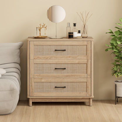 3 Drawer Chest of Drawers, Wide Storage Unit for Living Room, Oak