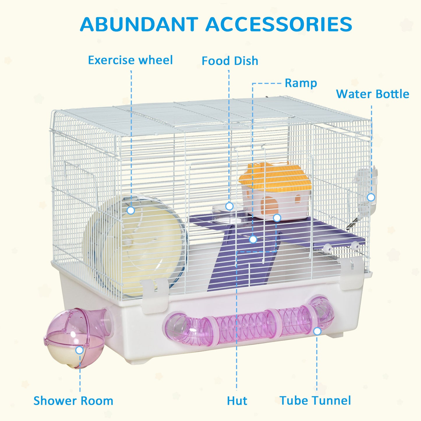 Hamster Cage Gerbil Rodent House Small Animal Habitat Exercise Wheels