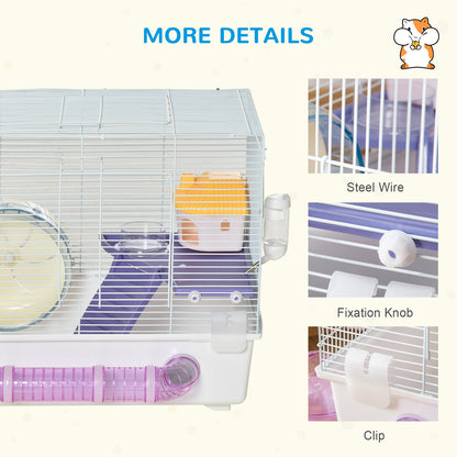 Hamster Cage Gerbil Rodent House Small Animal Habitat Exercise Wheels