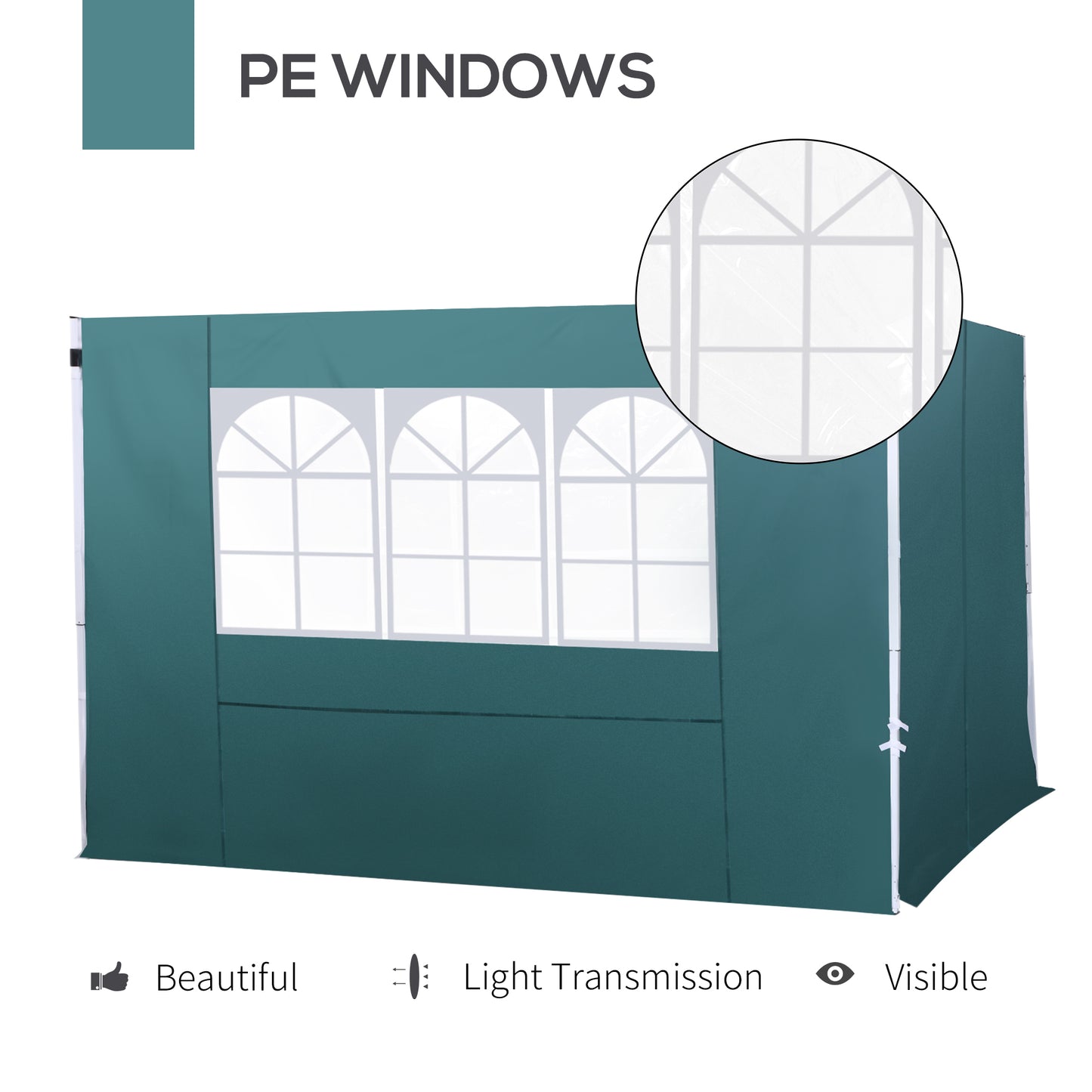 Gazebo Replacement Exchangeable Wall Panels w/  Window, Dark Green