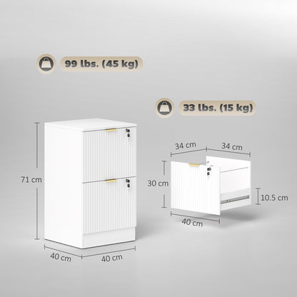 Filing Cabinet, File Cabinet with 2 Lockable Drawers and Hanging Rails