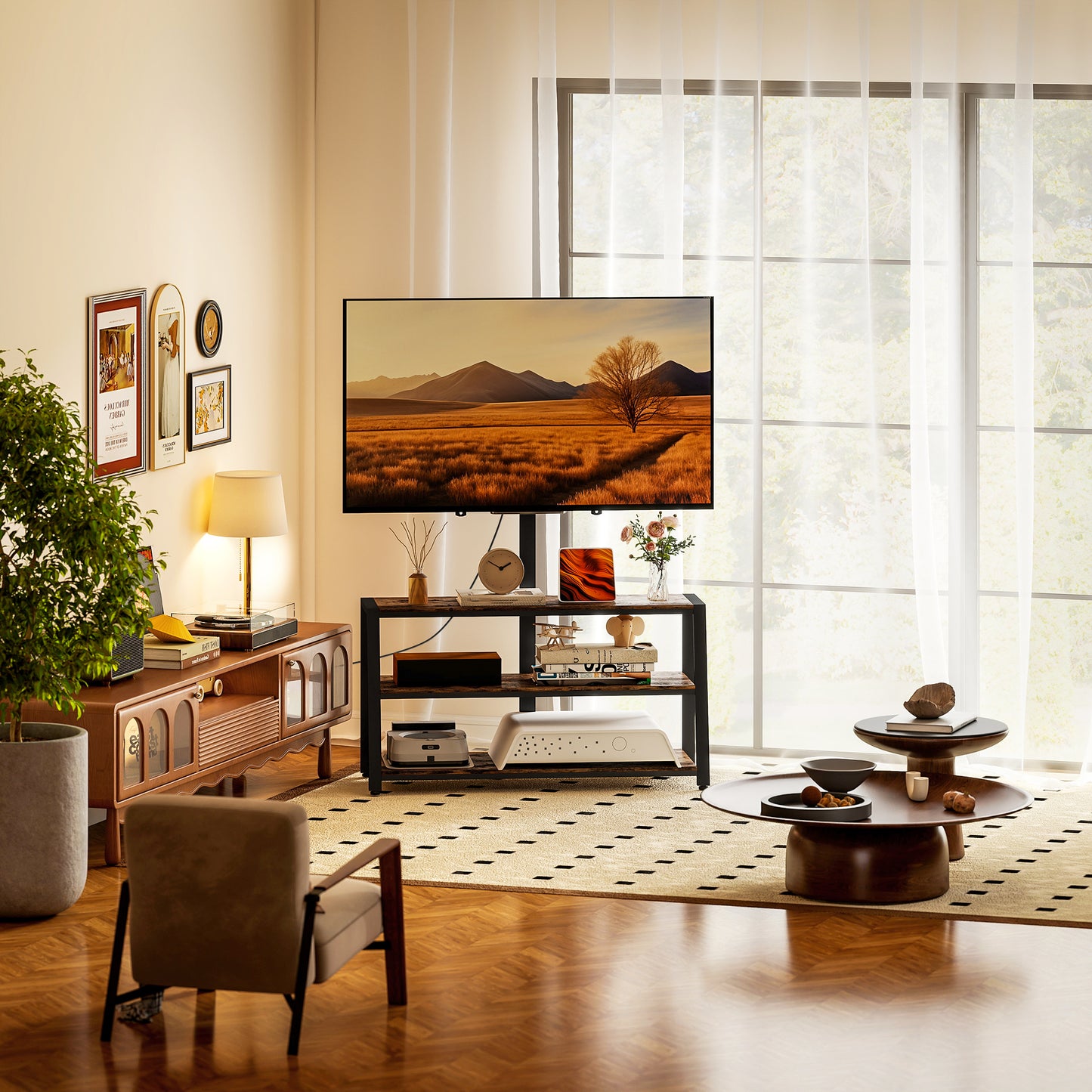 TV Stand Cabinet with Swivel Bracket for 32 - 65 Inch TVs