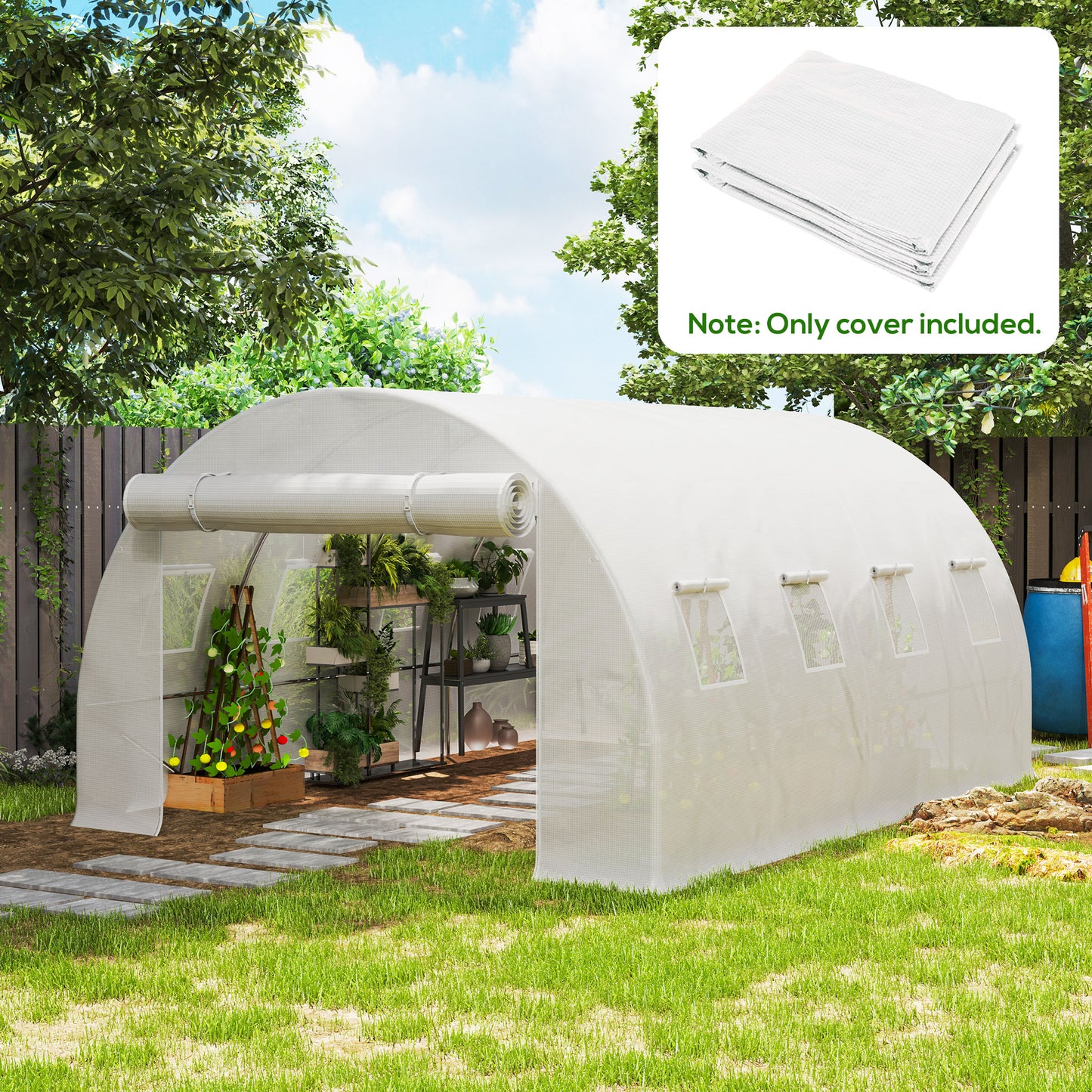 4 x 3 x 2m Greenhouse Replacement Cover ONLY for Tunnel Greenhouse