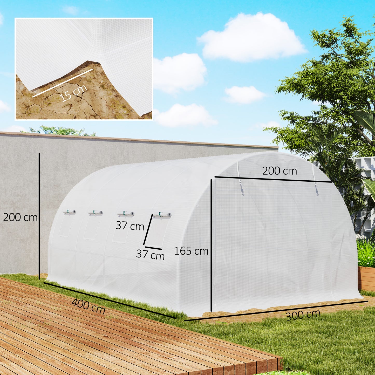 4 x 3 x 2m Greenhouse Replacement Cover ONLY for Tunnel Greenhouse