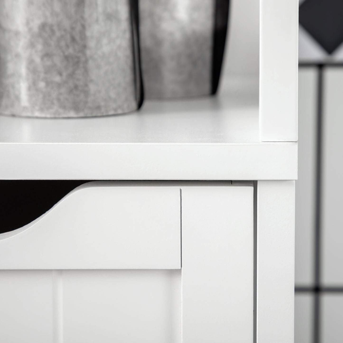 Tall Bathroom Cabinet, Slim Bathroom Storage Unit, Freestanding Narrow Floor Cabinet with 3 Drawers and 2 Open Shelves