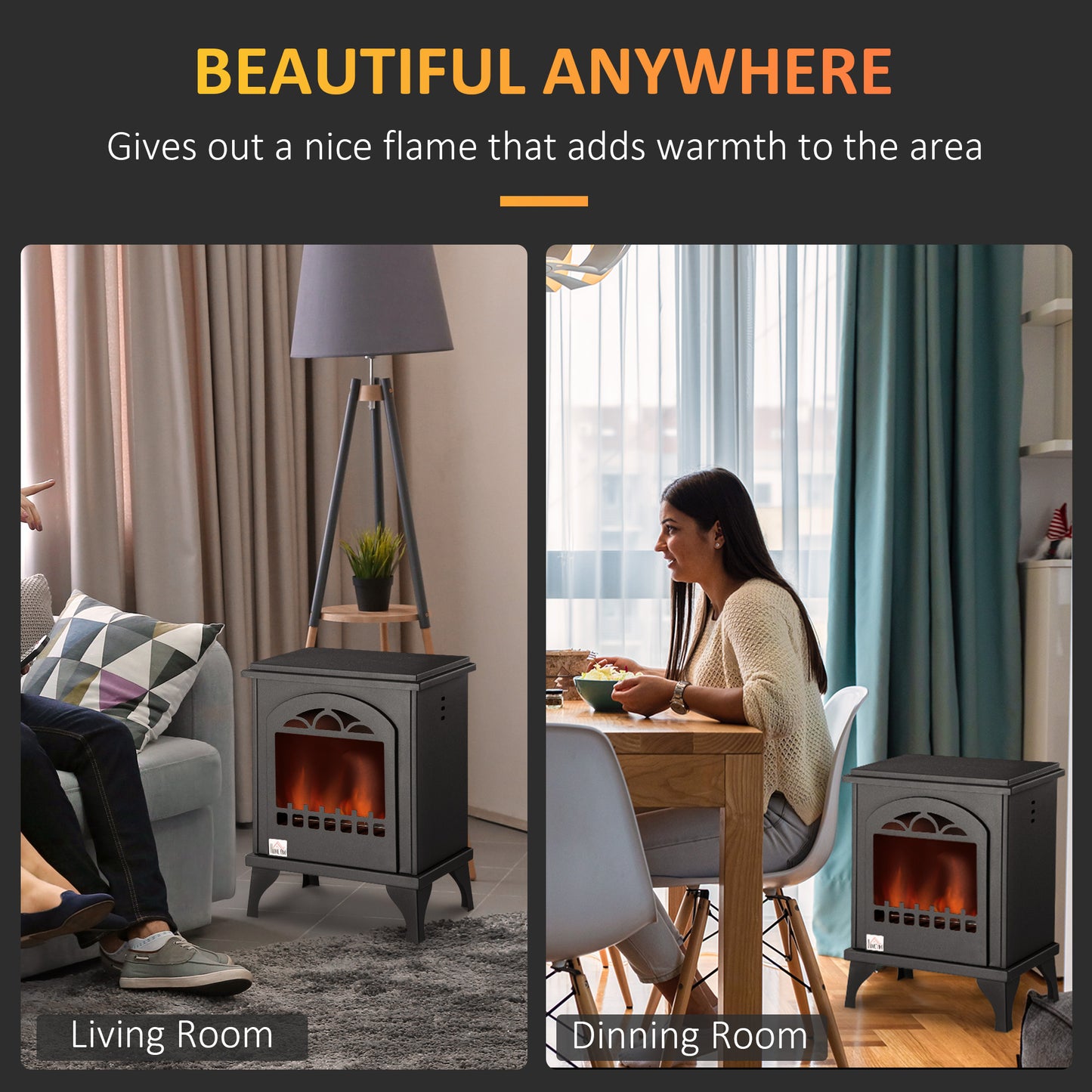 Free Standing Bio Ethanol Fireplace Heater with 0.9L Tank, Black
