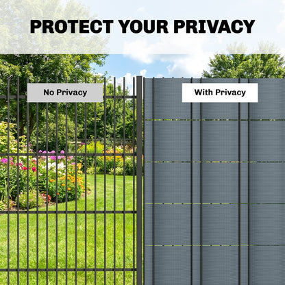 2Pcs Privacy Garden Screen Fence, Windbreak Fence with Clips, Grey
