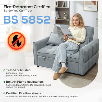 2 Seater Sofa Bed, 3-in-1 Sleeper Sofa with Adjustable Backrest
