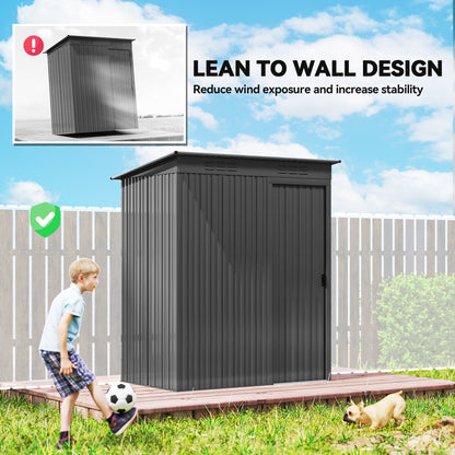 5 x 3.5ft Metal Garden Shed with Effortless Assembly, Dark Grey