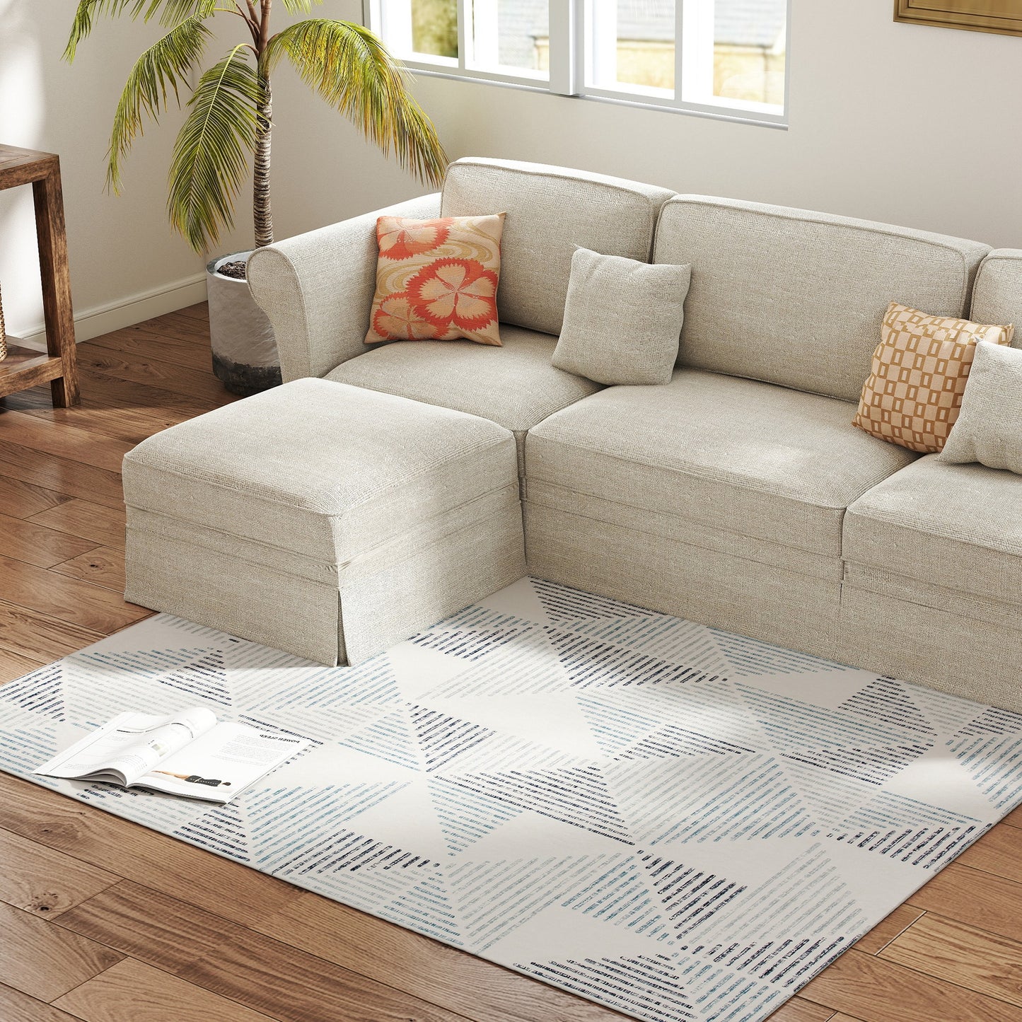 Non-Slip Large Rug for Living Room 170 x 120 cm, Multi-Coloured