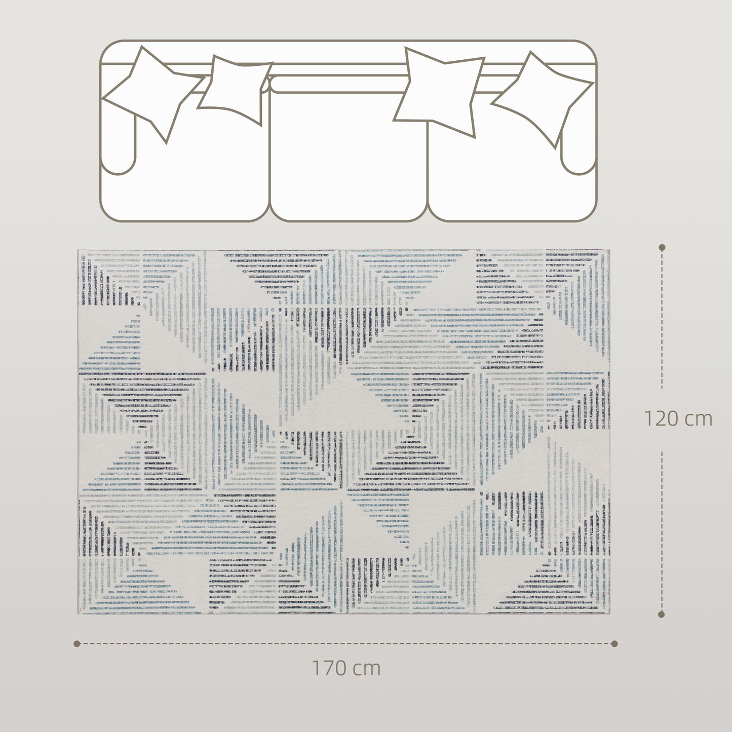 Non-Slip Large Rug for Living Room 170 x 120 cm, Multi-Coloured