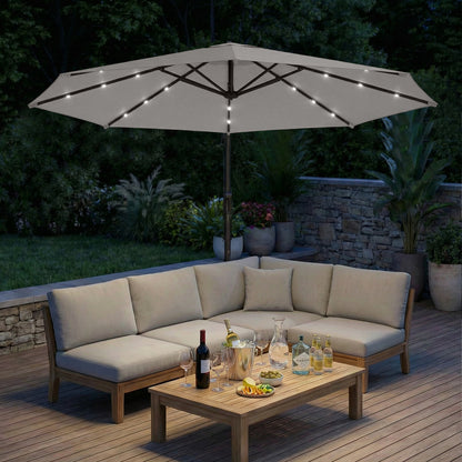 3 m Cantilever Parasol Solar LED Lights, Light Grey