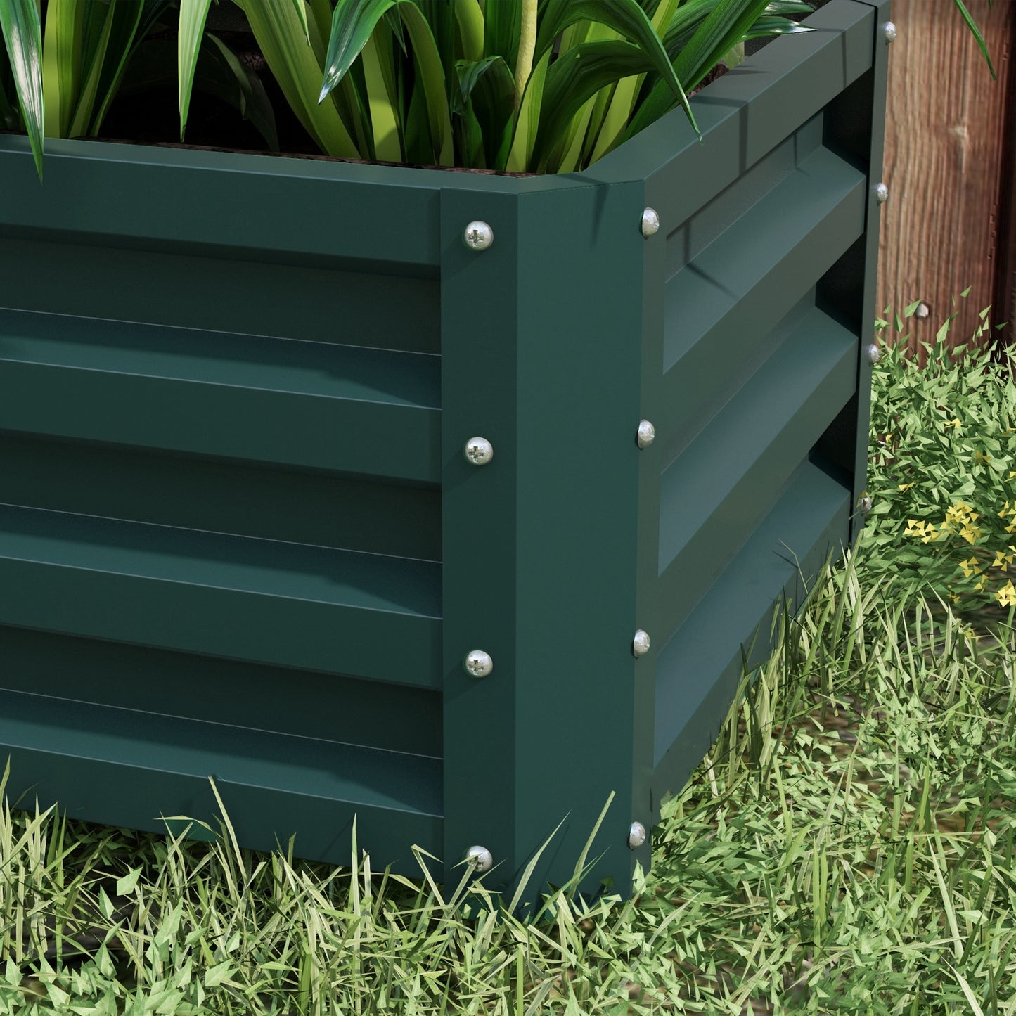Steel Raised Beds for Garden, Outdoor Planter Box, Set of 2, for Flowers, Herbs and Vegetables, Green