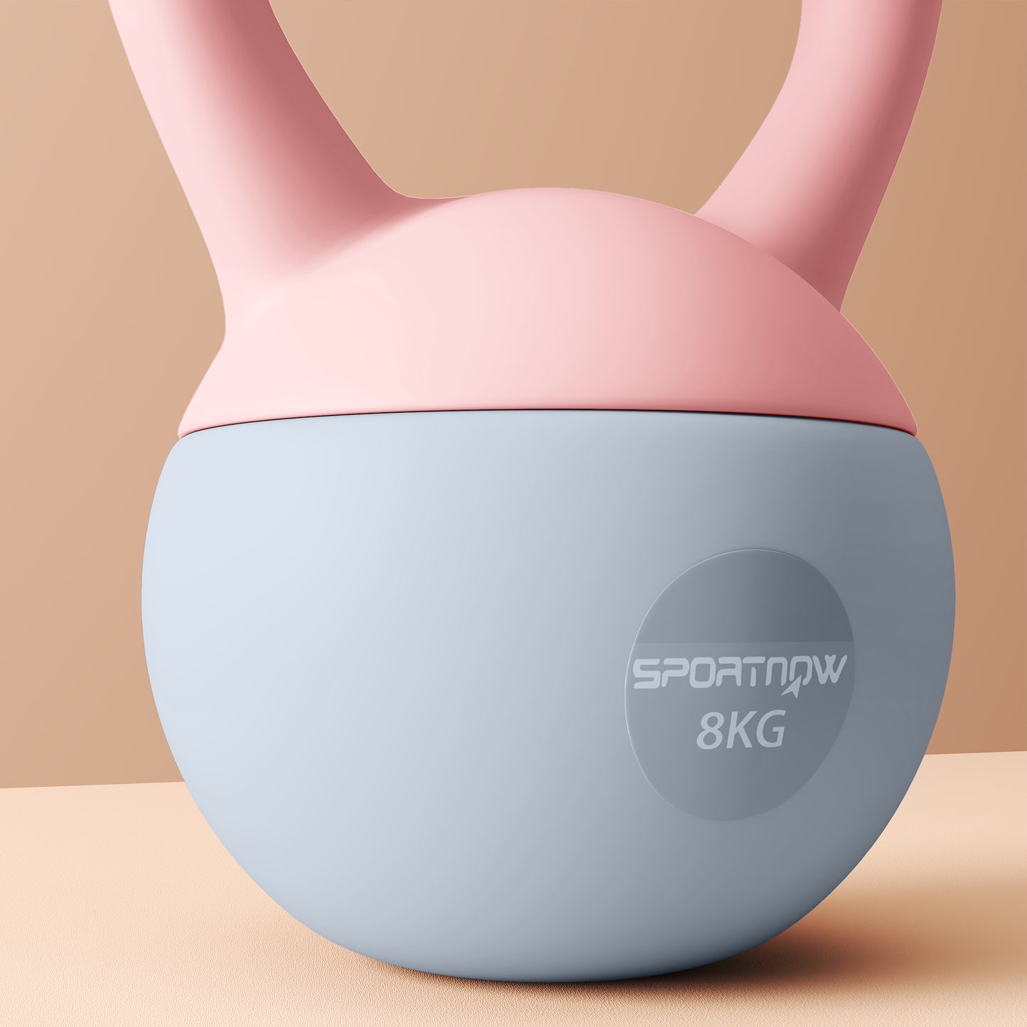 8KG Kettlebell with Soft Body and Non-Slip Handle, Pink and Grey