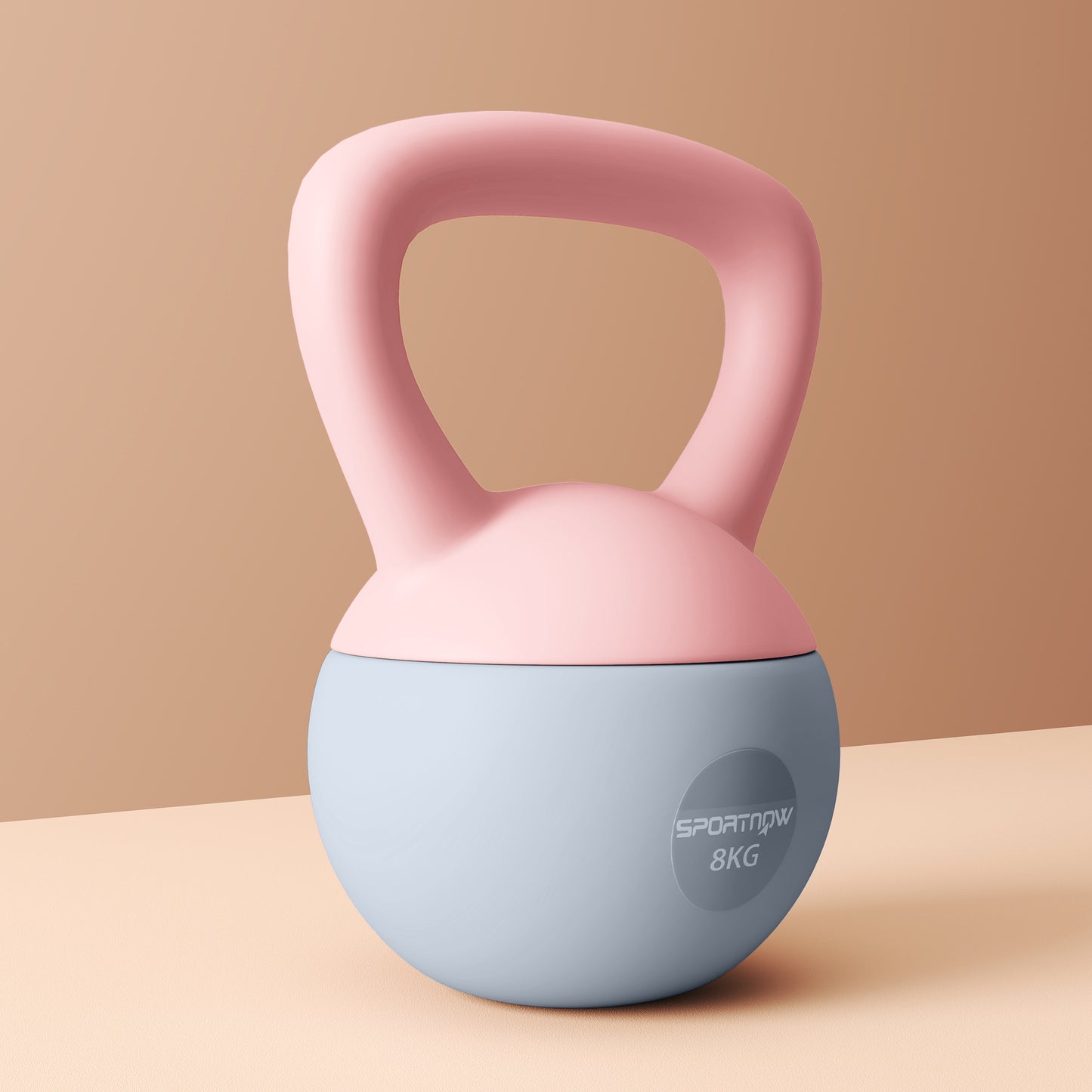 8KG Kettlebell with Soft Body and Non-Slip Handle, Pink and Grey