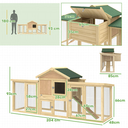 Wooden Chicken Coop Hen House with Nesting Box Run
