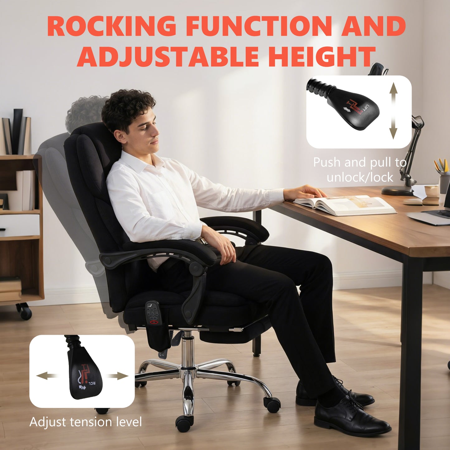 Executive Office Chair, Desk Chair with Massage and Heat, Black