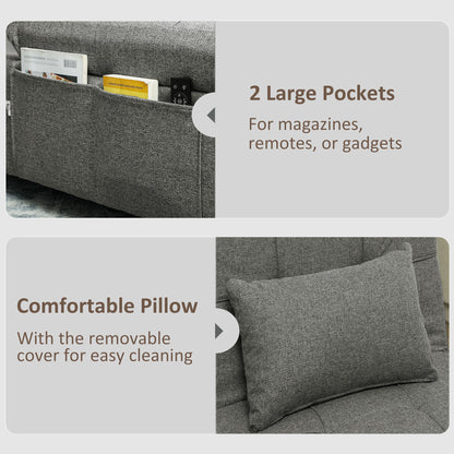 4-in-1 Pull Out Sleeper Chair Bed with Pockets, Charcoal Grey
