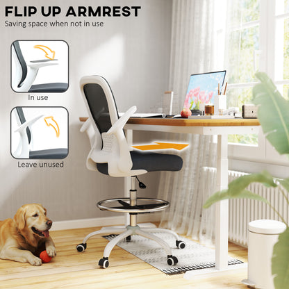 Mesh Draughtsman Chair, Ergonomic Drafting Chair, Grey
