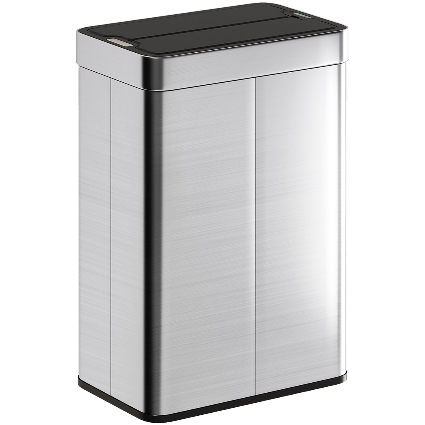 55L Sensor Bin, Large Automatic Touchless Rubbish Bin with Soft-Close Lid, Fingerprint-Proof Stainless Steel, Rectangular Trash Can for Kitchen, Gym, Home Office, Silver Tone