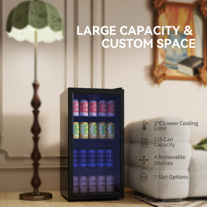93L Drinks Fridge, 115 Can Under Counter Freestanding Wine Fridge