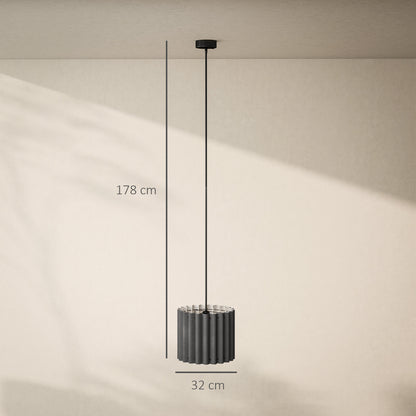 Linen Pendant Light, E27 Lampshade for Living Room, Bedroom, Black