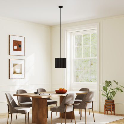 Linen Pendant Light, E27 Lampshade for Living Room, Bedroom, Black