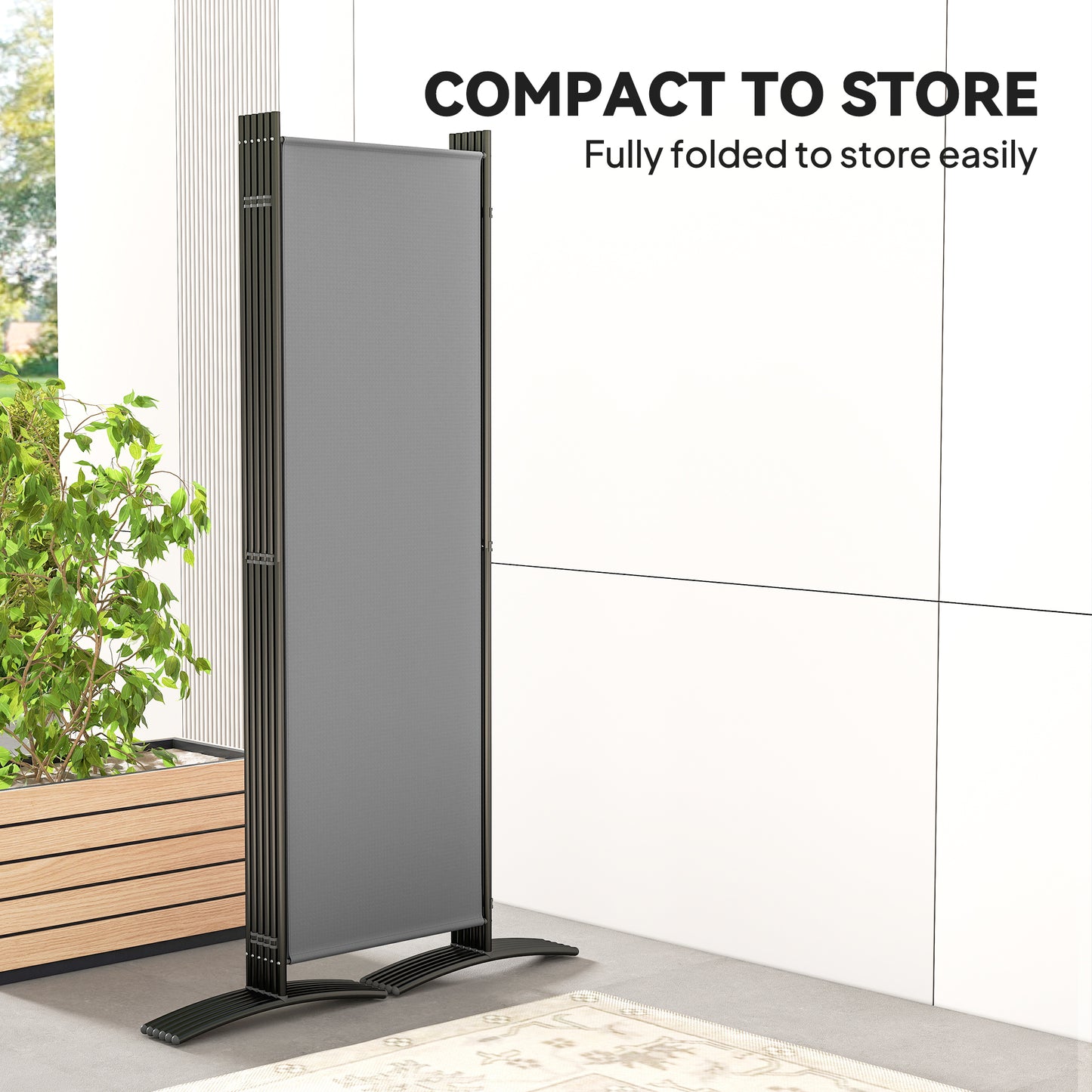Garden Privacy Screen Foldable 6 Panel Room Divider, Dark Grey