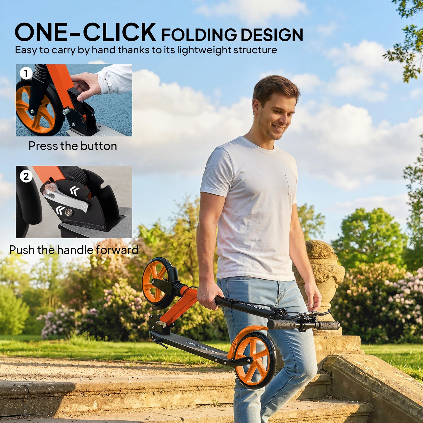 Folding Kick Scooter for 14+ w/ Adjustable Height, Red