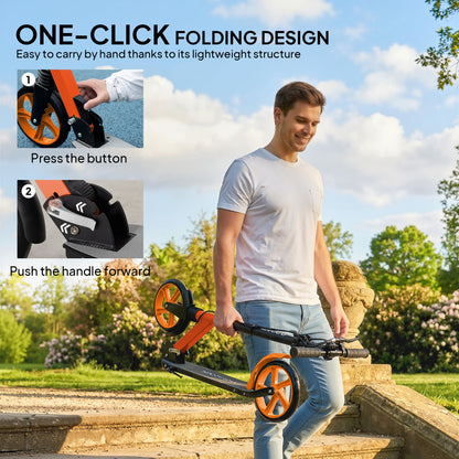 Folding Kick Scooter for 14+ w/ Adjustable Height, Red